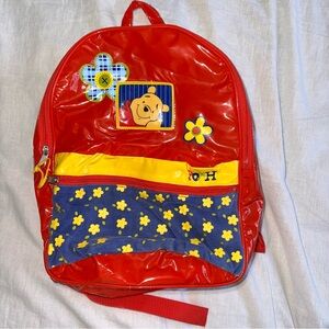 Disney Red and Yellow Kids Backpack with Pooh and Floral Design